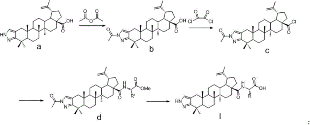 Betulinic acid-amino acid derivative, and preparation method and application thereof