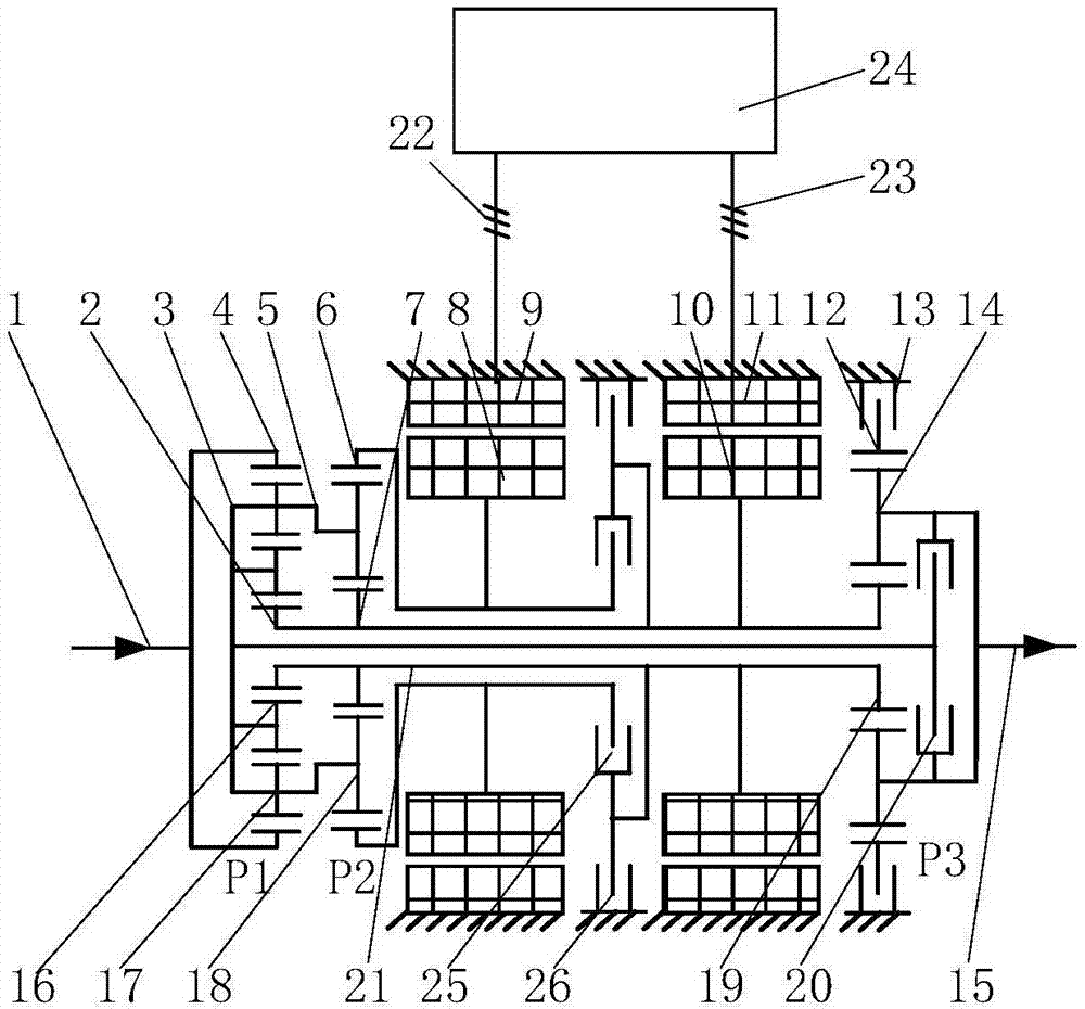 Double-mode hybrid transmission device for commercial vehicle