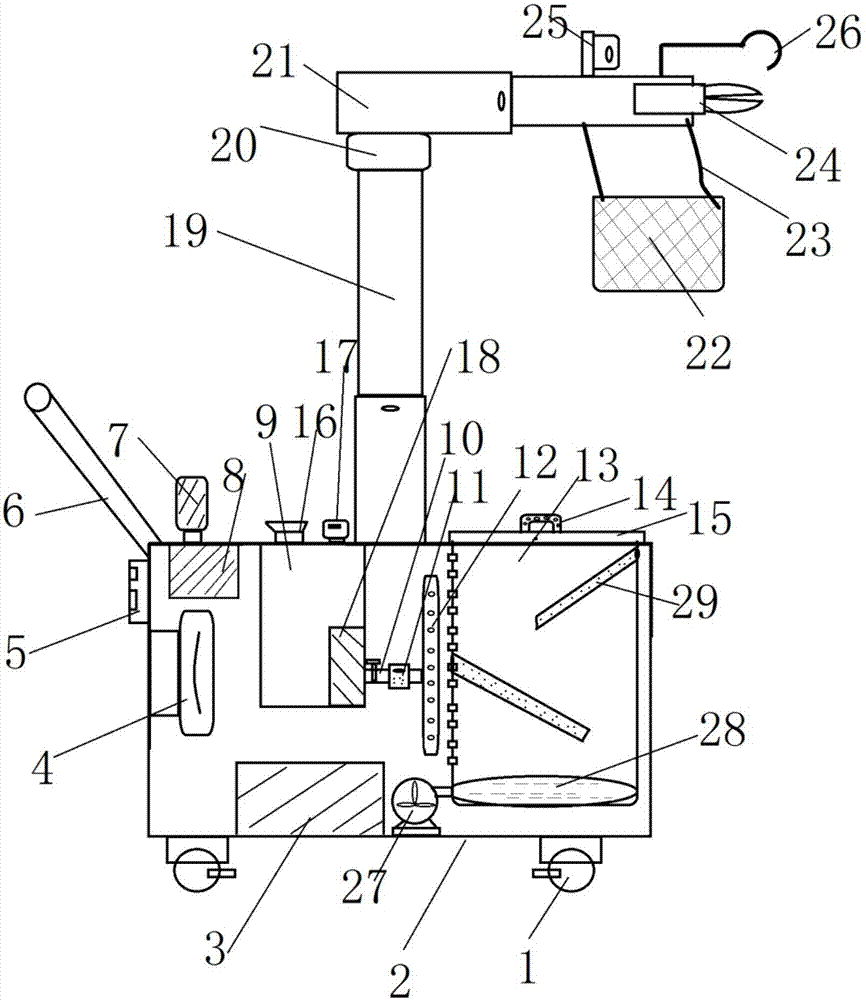 Safe efficient orchard high-branch fruit shearing device