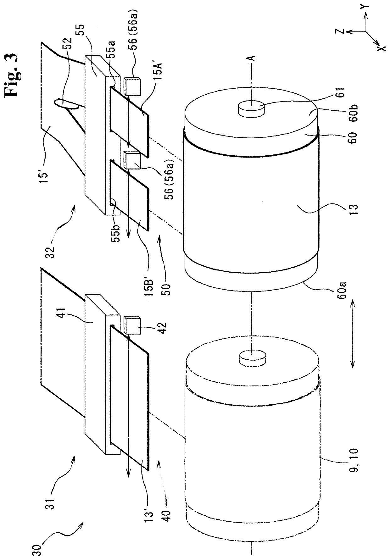 Forming device and forming method for green tire