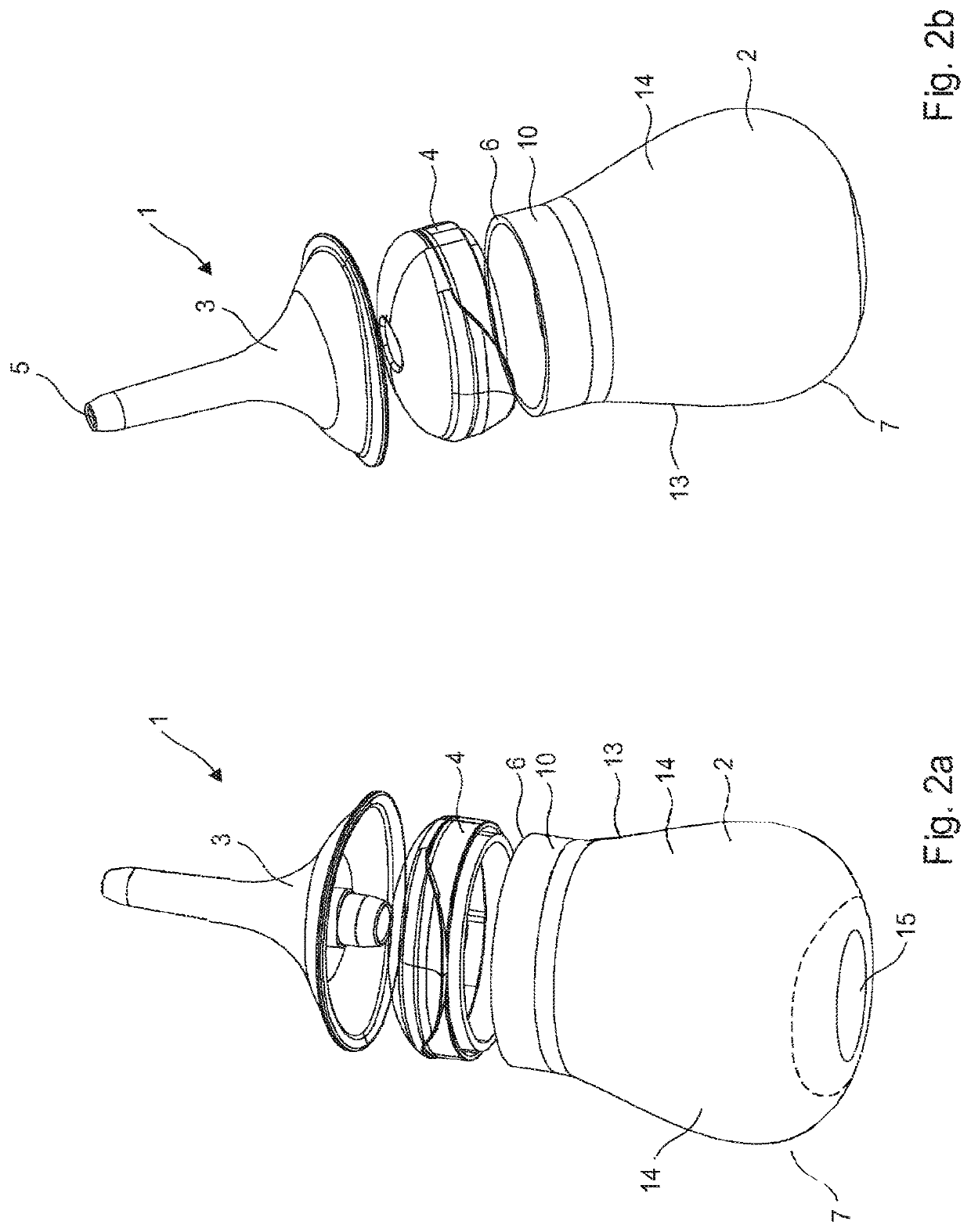 Enema device, and a delivery container for use in said enema device
