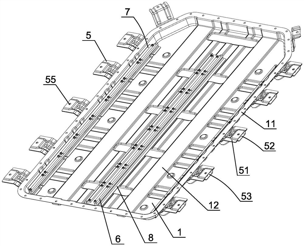 Square battery lower box body structure