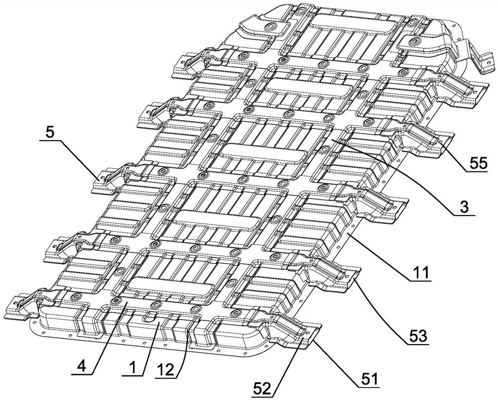 Square battery lower box body structure