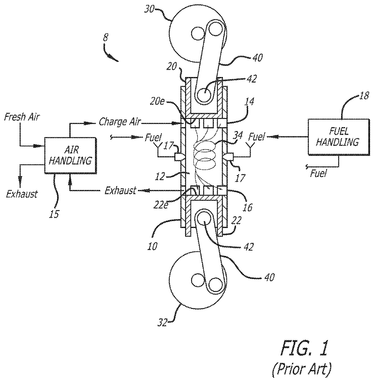 Exhaust catalyst light-off in an opposed-piston engine