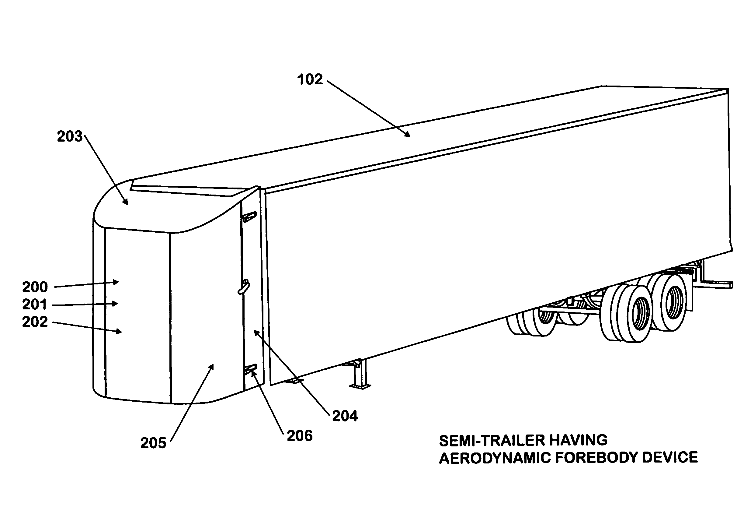 Aerodynamic forebody shape for van trailer
