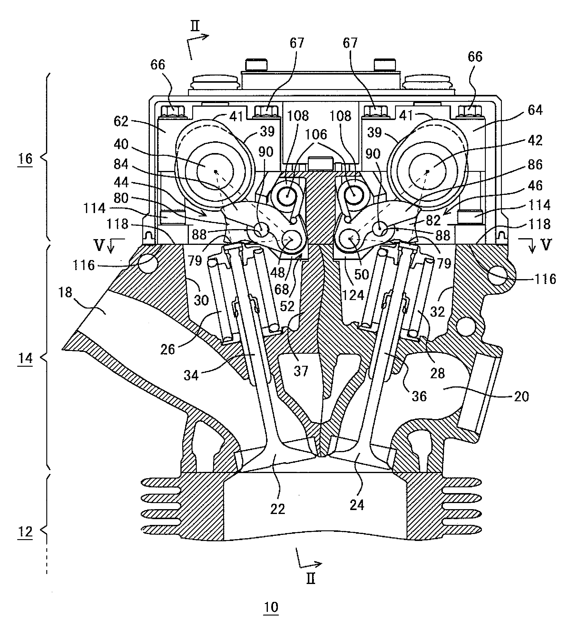Engine having variable valve mechanism
