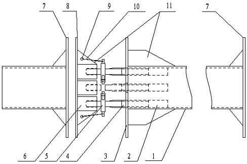 A deep foundation pit steel pipe internal support prestressing device