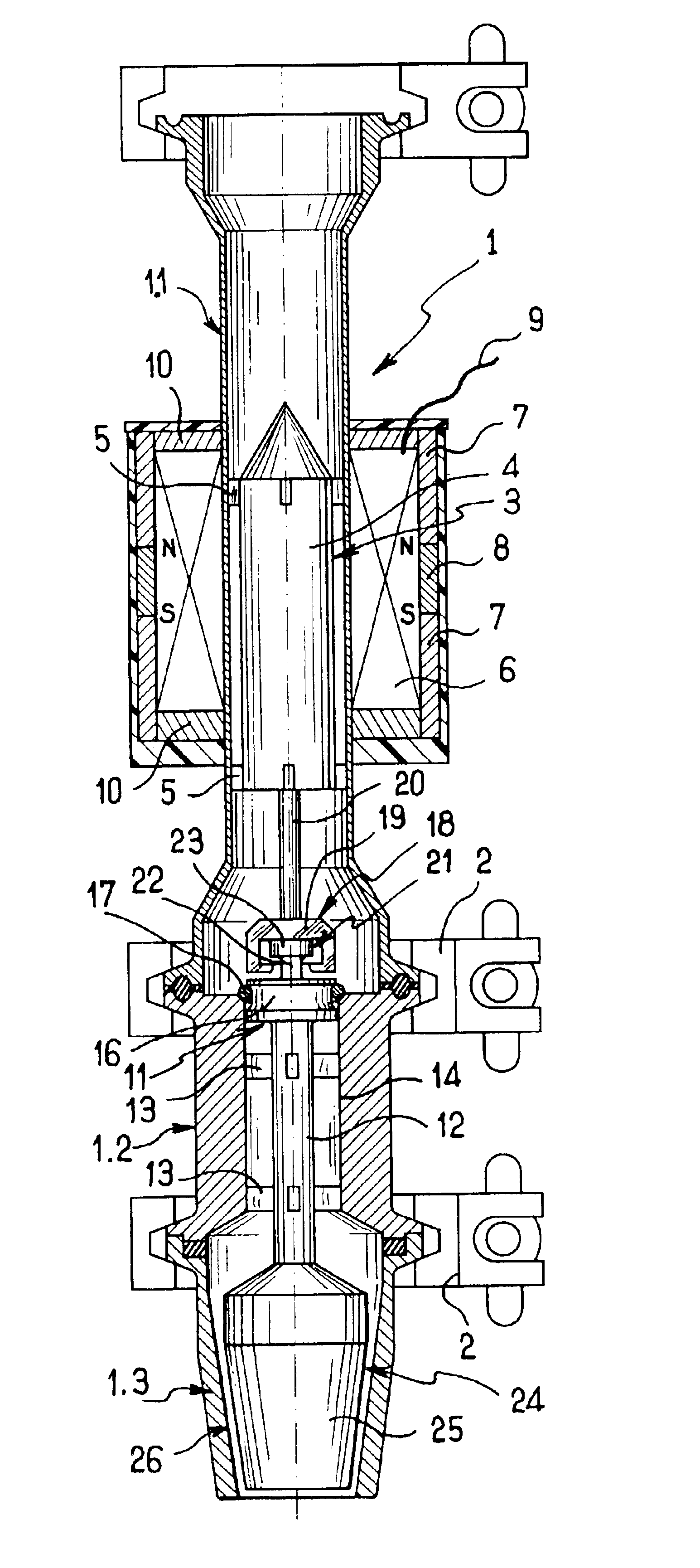 Electromagnetically-controlled filler spout