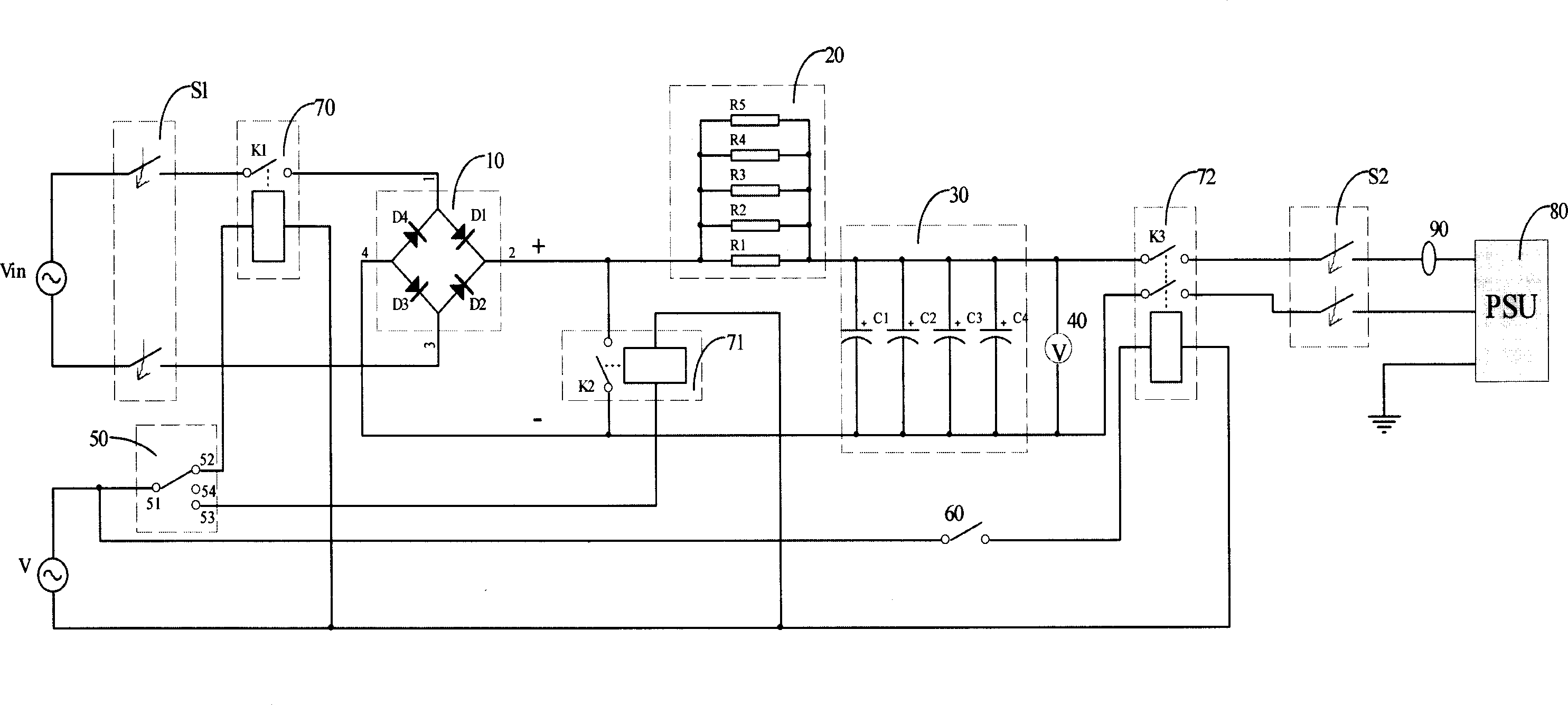 Surging current detecting circuit