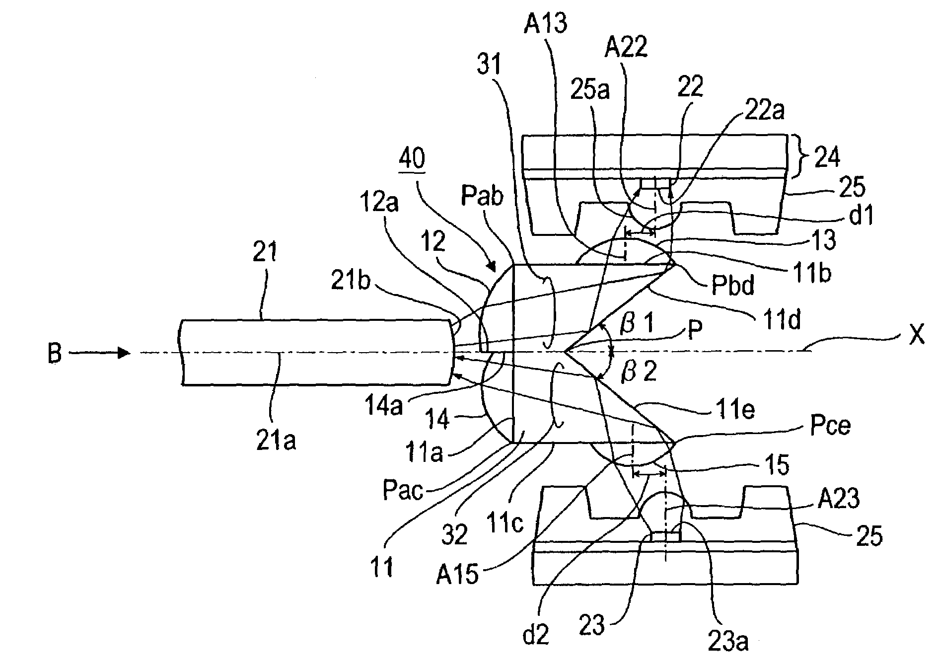 Optical component and optical transmitter-receiver for use in two-way optical communication