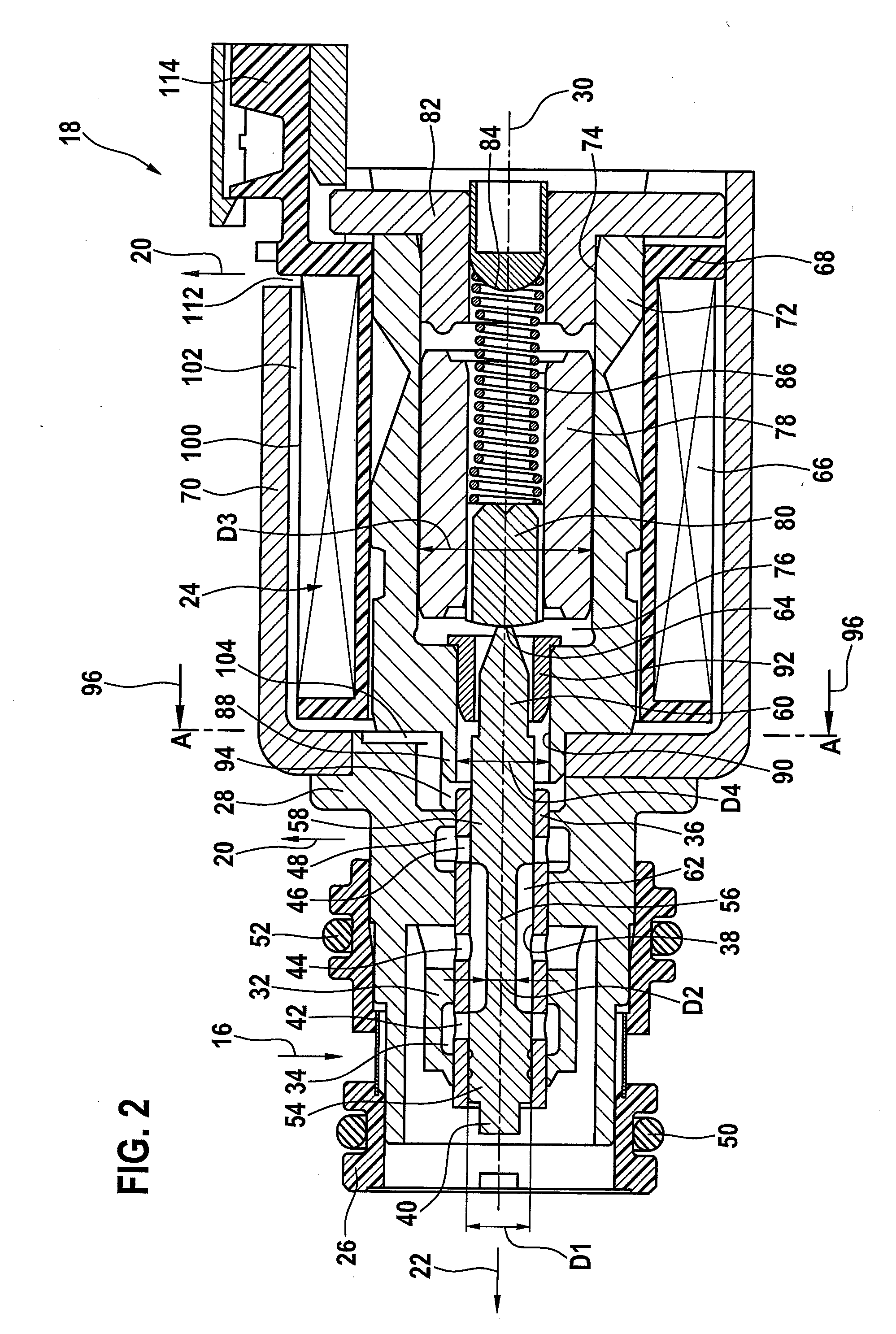 Pressure control valve including a compensating chamber