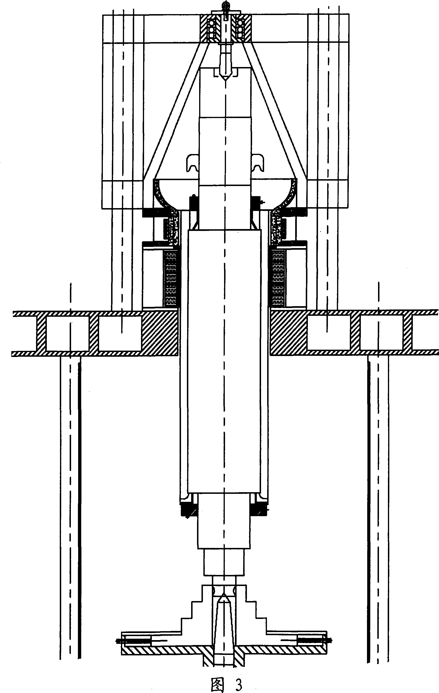 Large-scale shaft products vertical casting and repairing device and using method