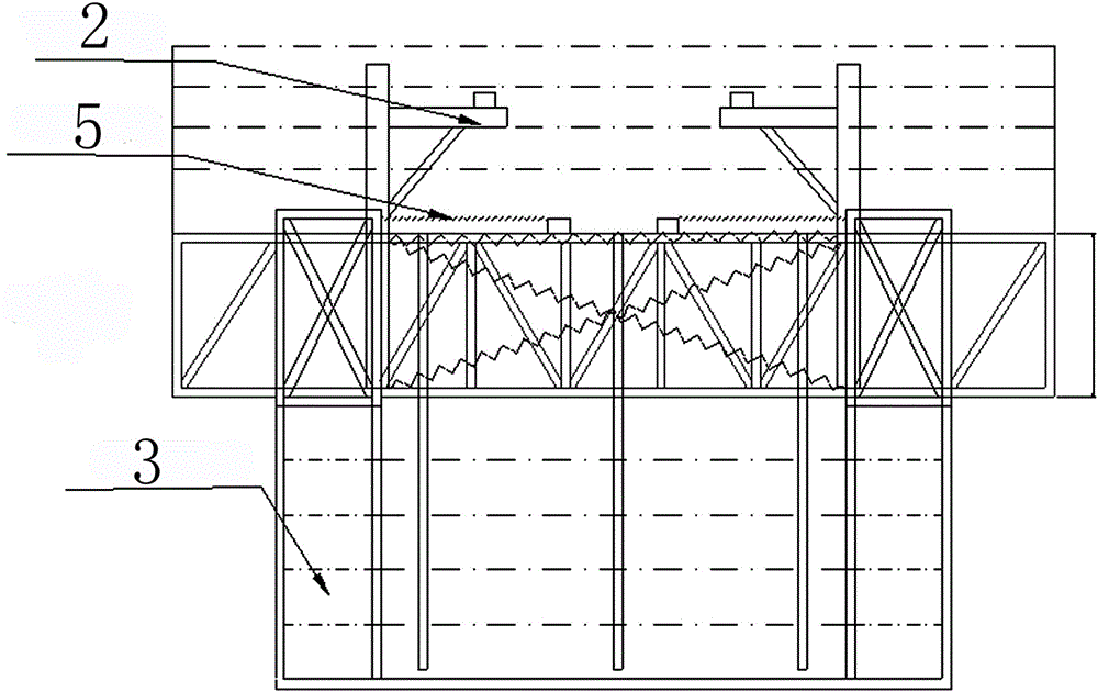 Two-column pier and middle tie beam construction method employing integral movement of trusses
