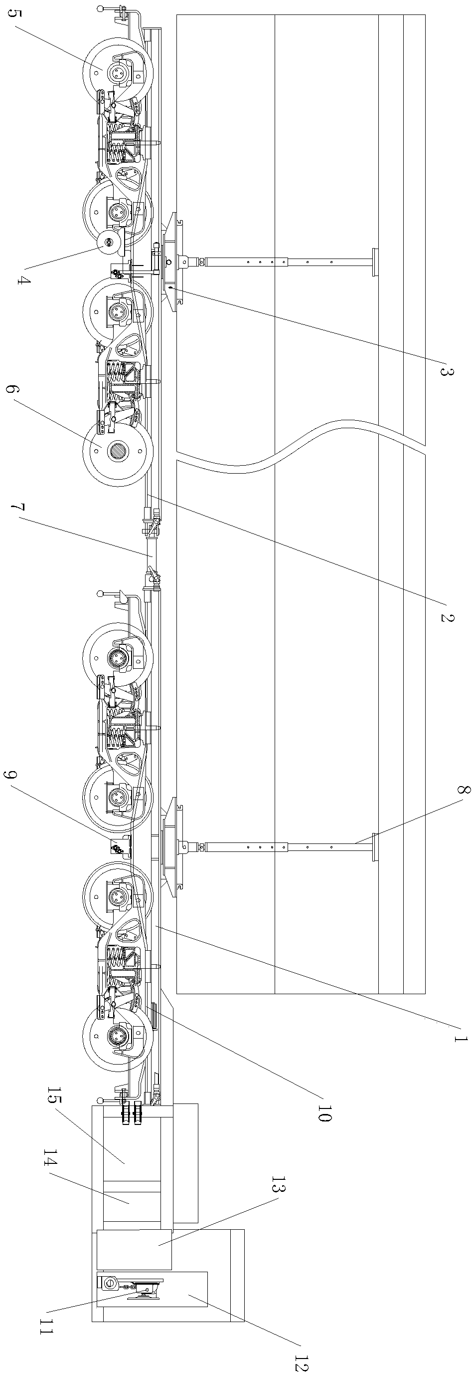 Railway flatcar for concrete beam transportation