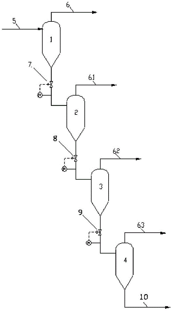 Step-by-step pressure reduction method of three-phase fluid as well as design method and application thereof