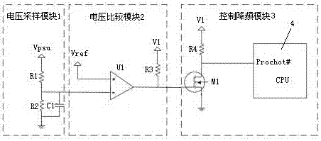 Under voltage protection (UVP) device and protection method of server PSU power supply