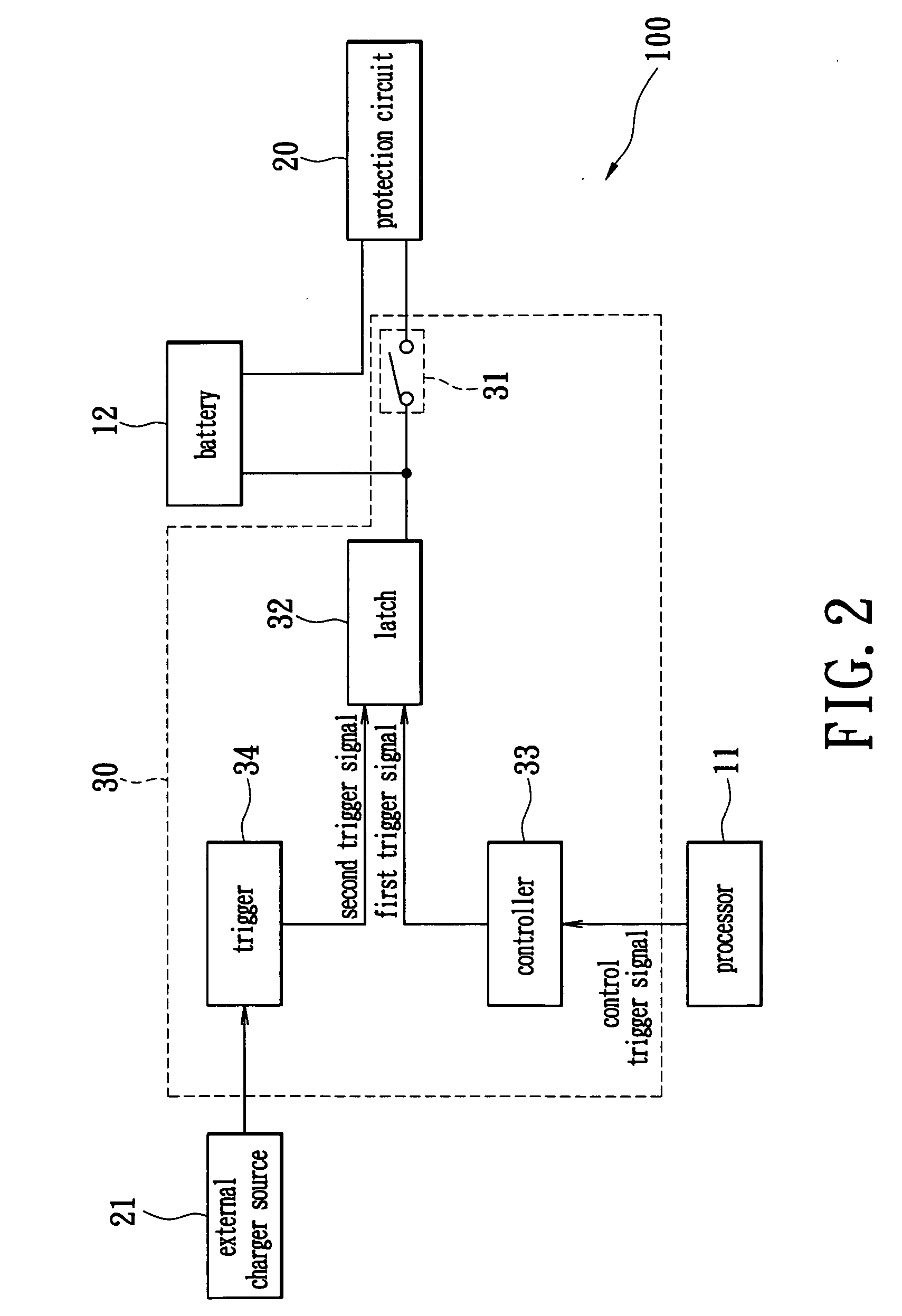 Controlling circuit for long-time battery retention