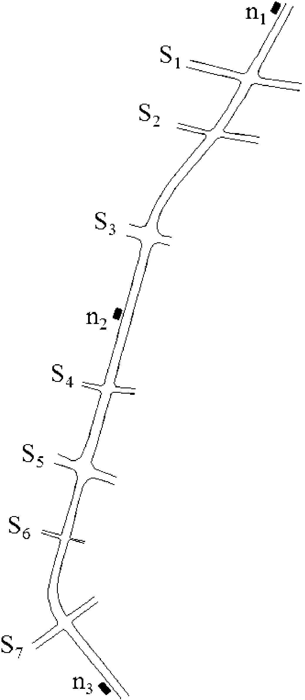 Method for setting inter-station unidirectional sectioned green wave signals for long-spacing buses