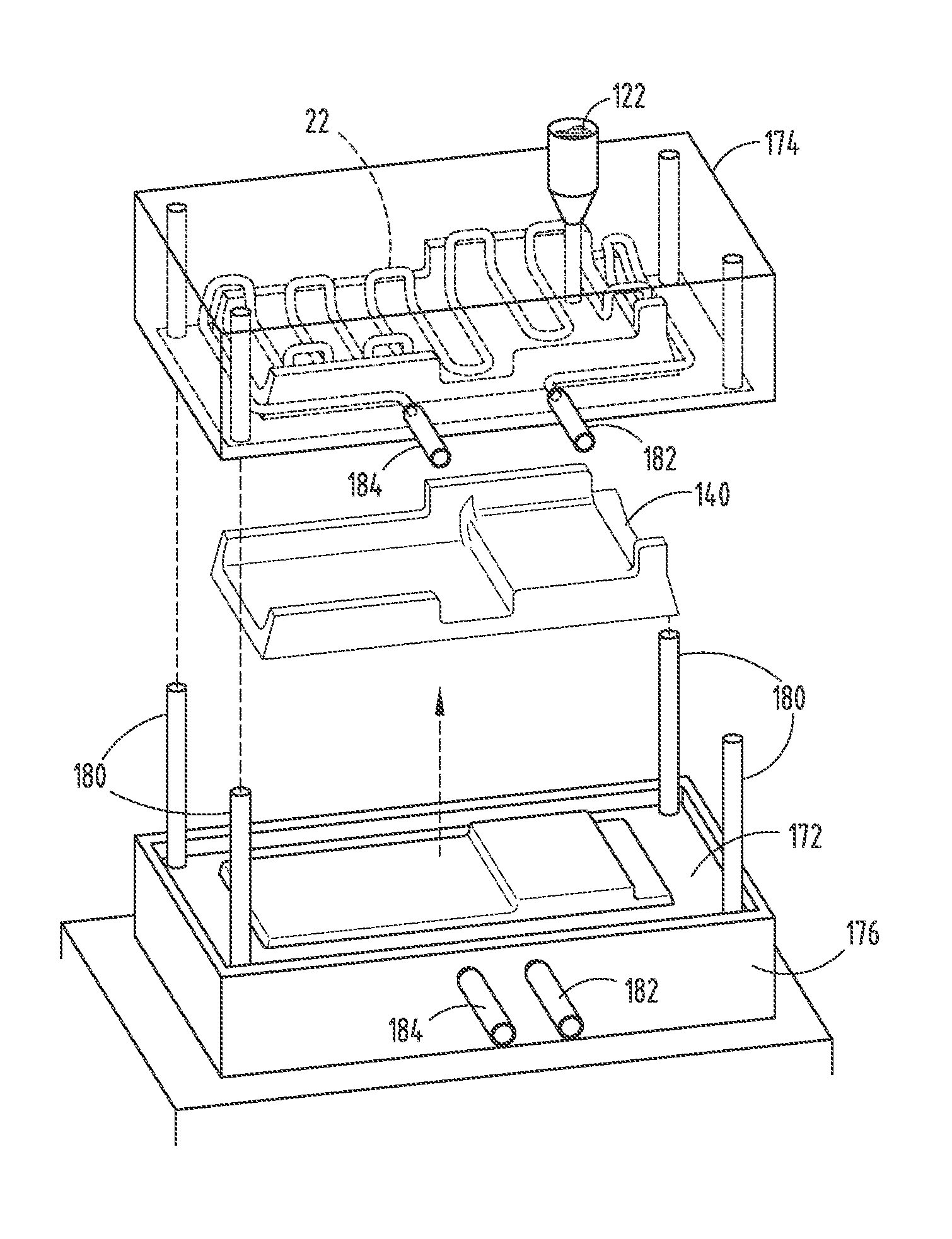 Molding assembly with heating and cooling system