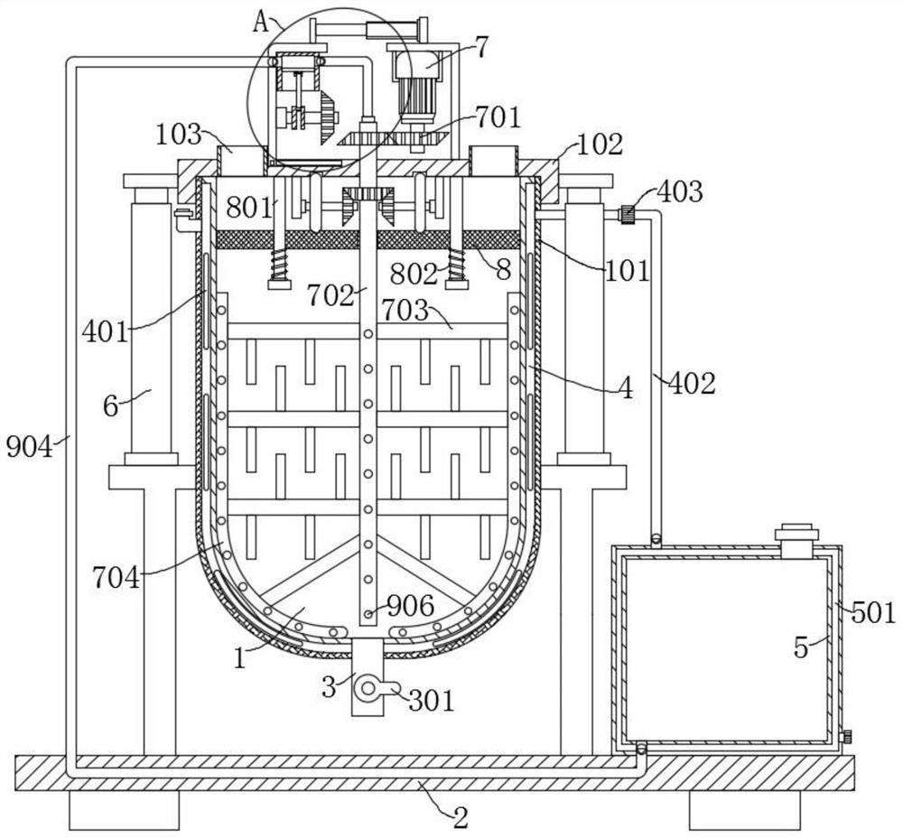 Coating mixing device for water pump production line and mixing method thereof