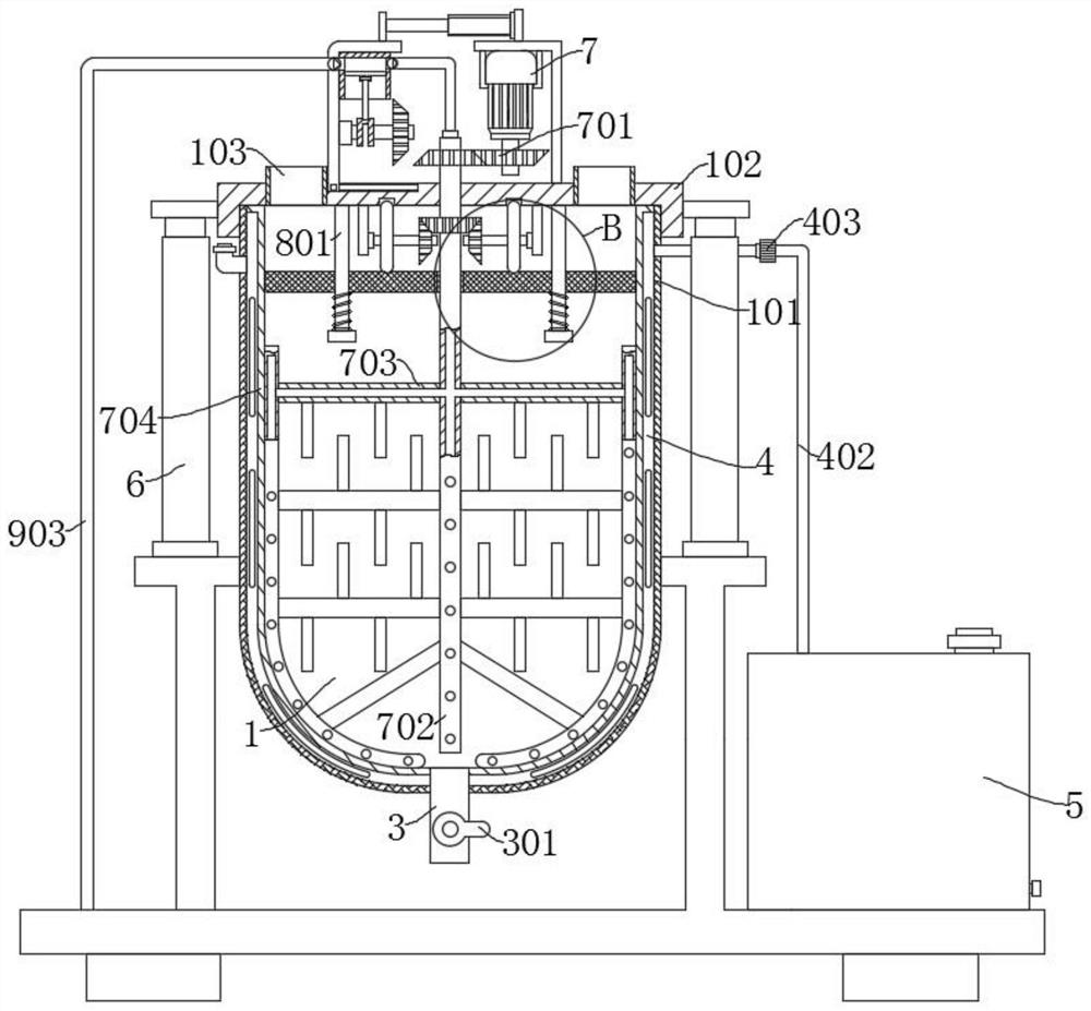 Coating mixing device for water pump production line and mixing method thereof