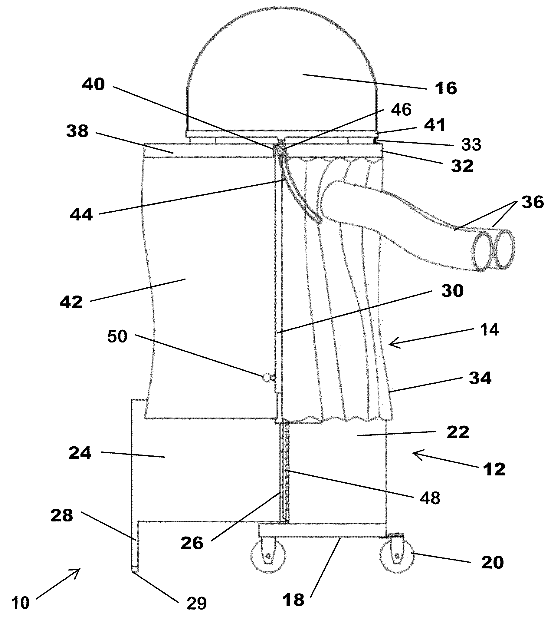 Movable radiologically protective enclosure for a physician or medical technician