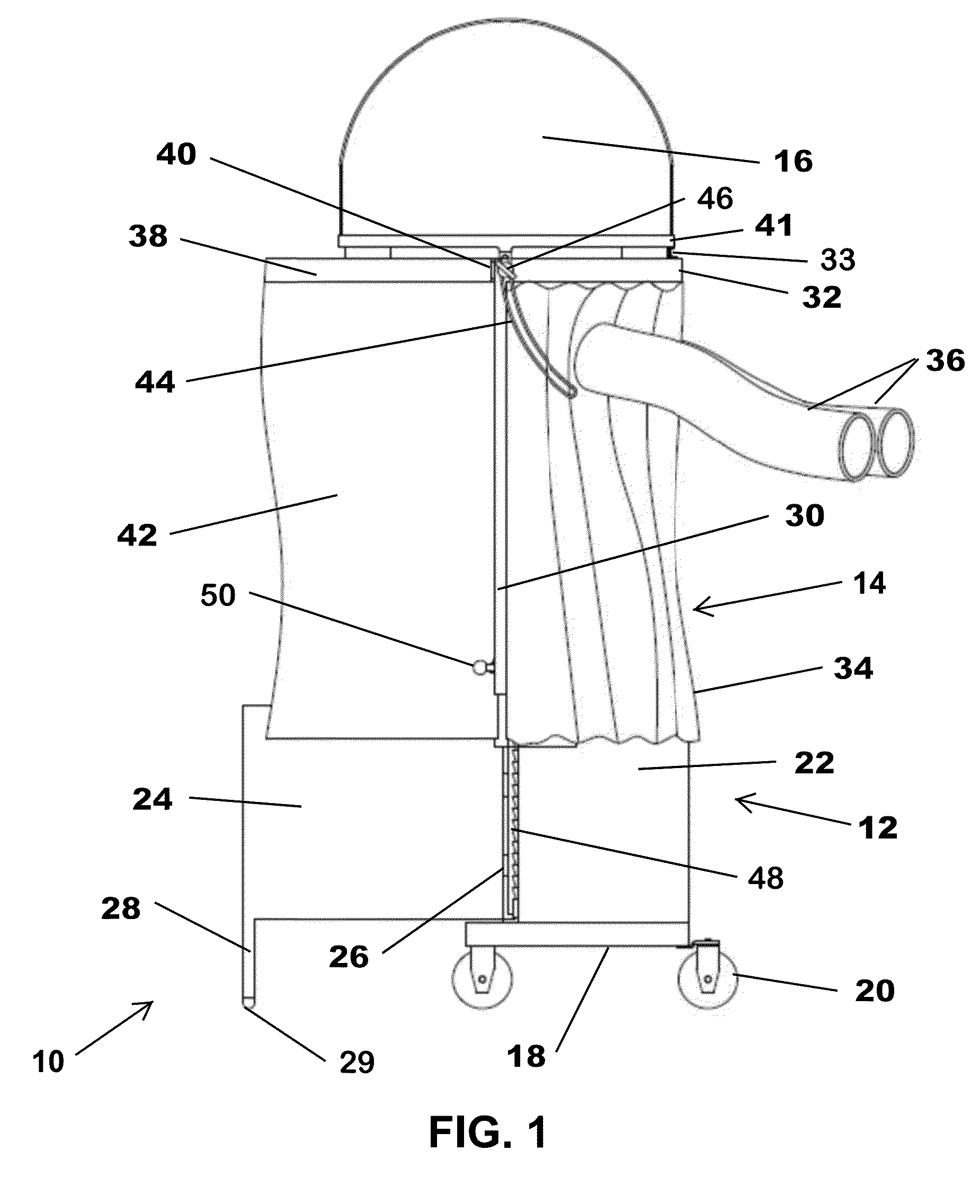 Movable radiologically protective enclosure for a physician or medical technician