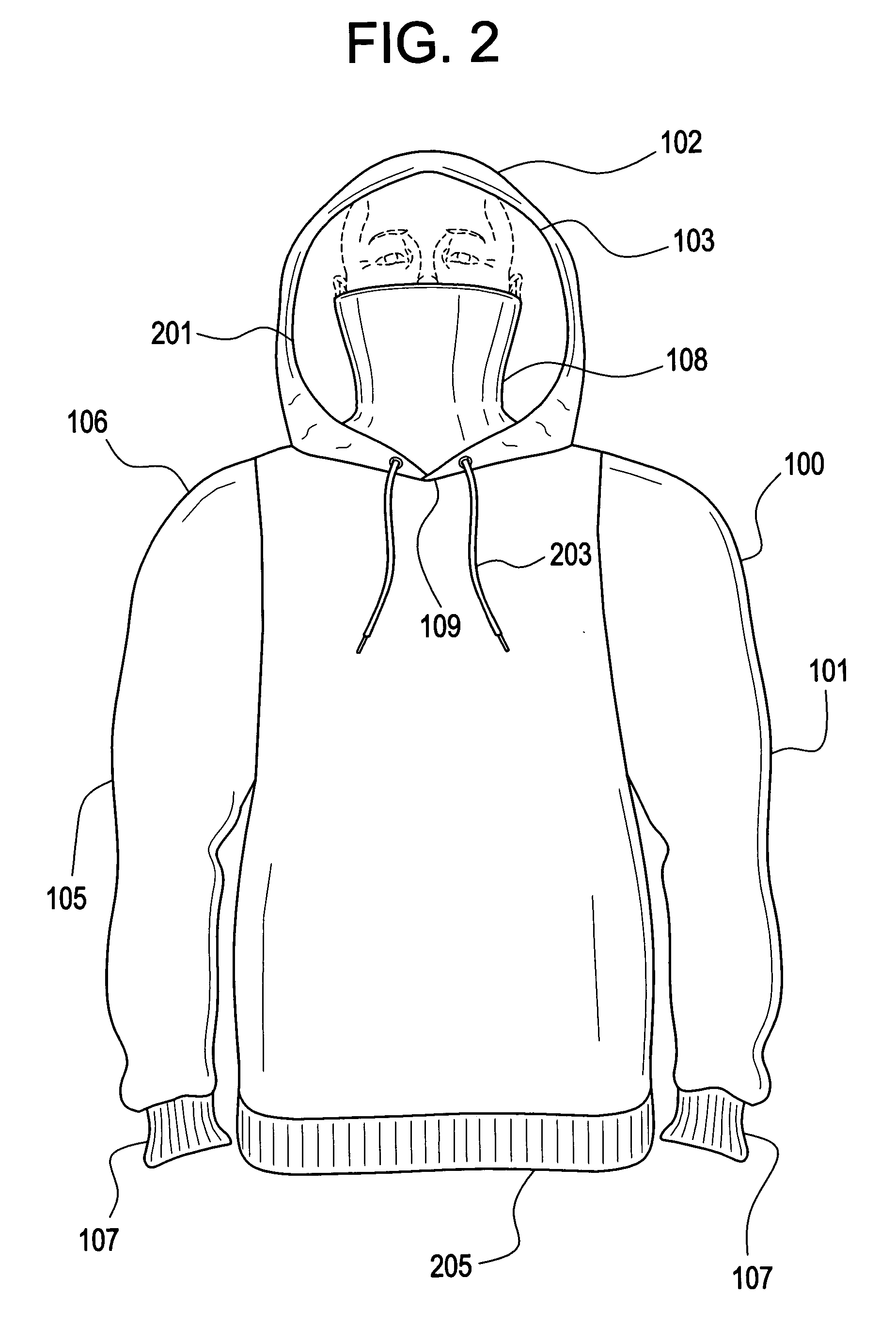 Hooded garment with circular knitted collar