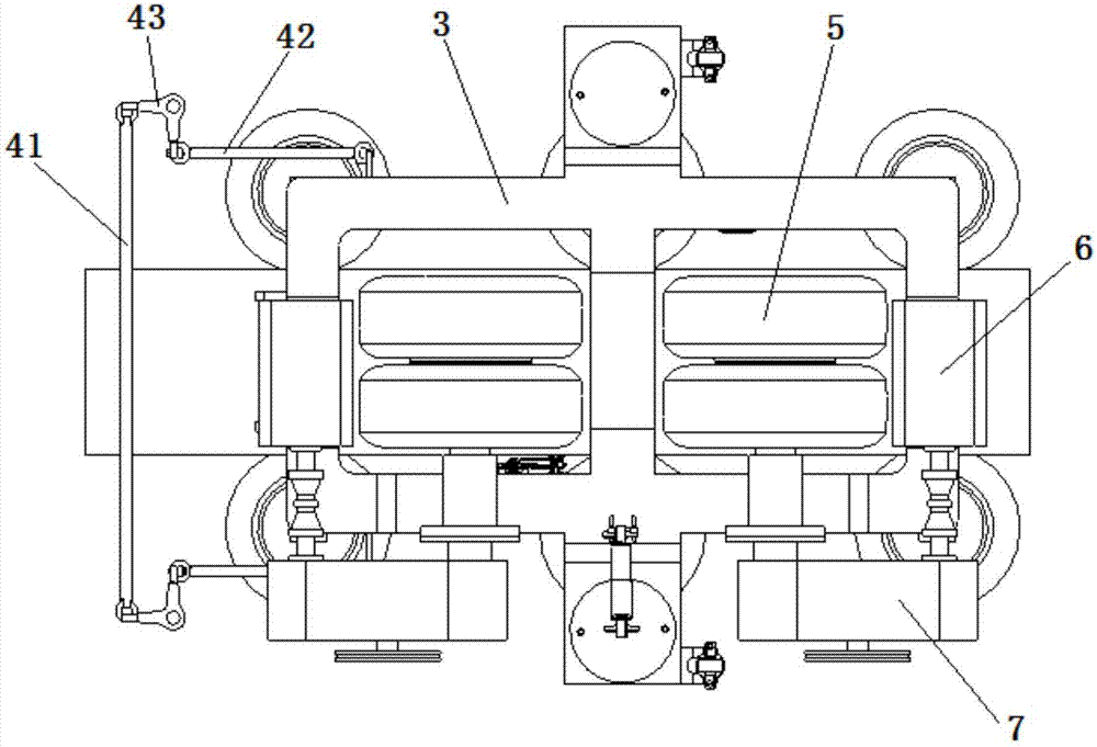 Low-floor-surface straddle type two-shaft one-rail bogie