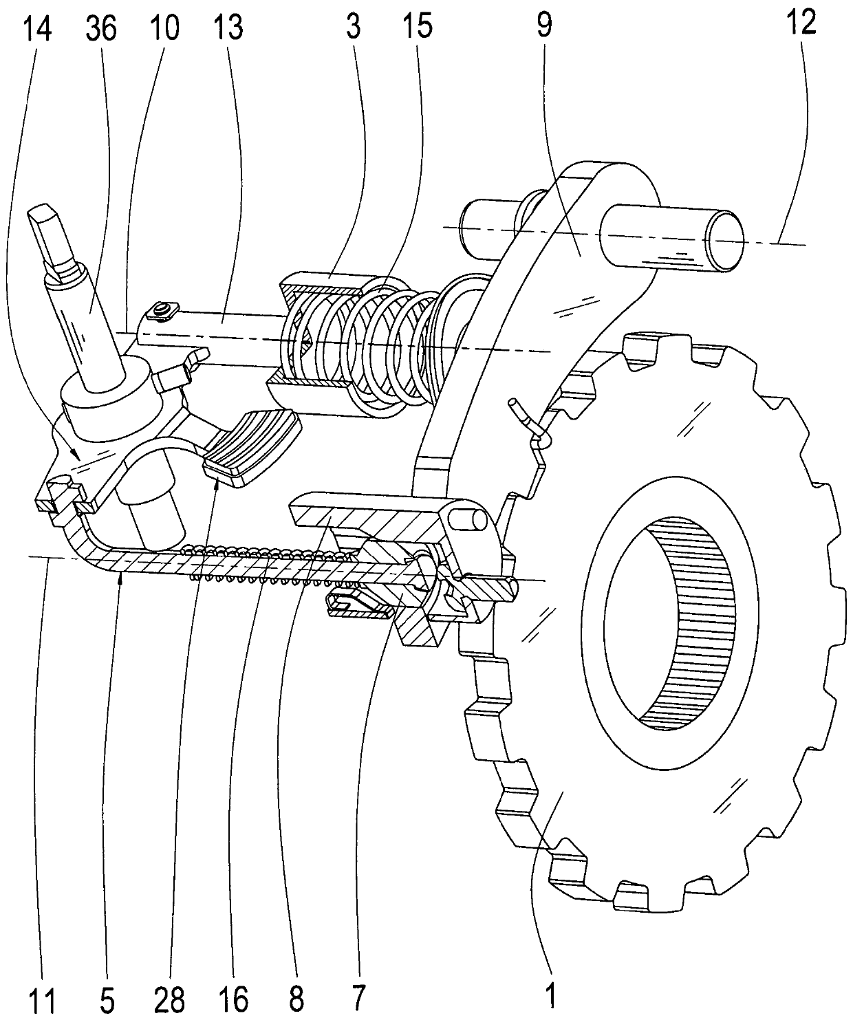 Arrangement of a Parking Lock in a Vehicular Transmission