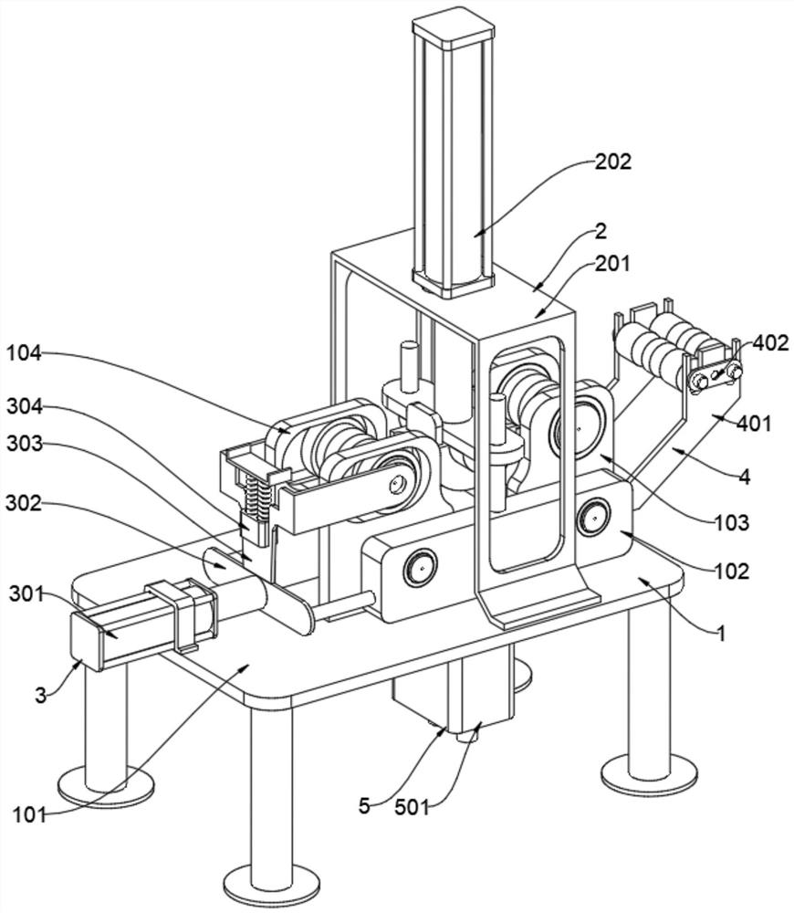 Stamping bending machine for automobile pipeline support frame and application method thereof