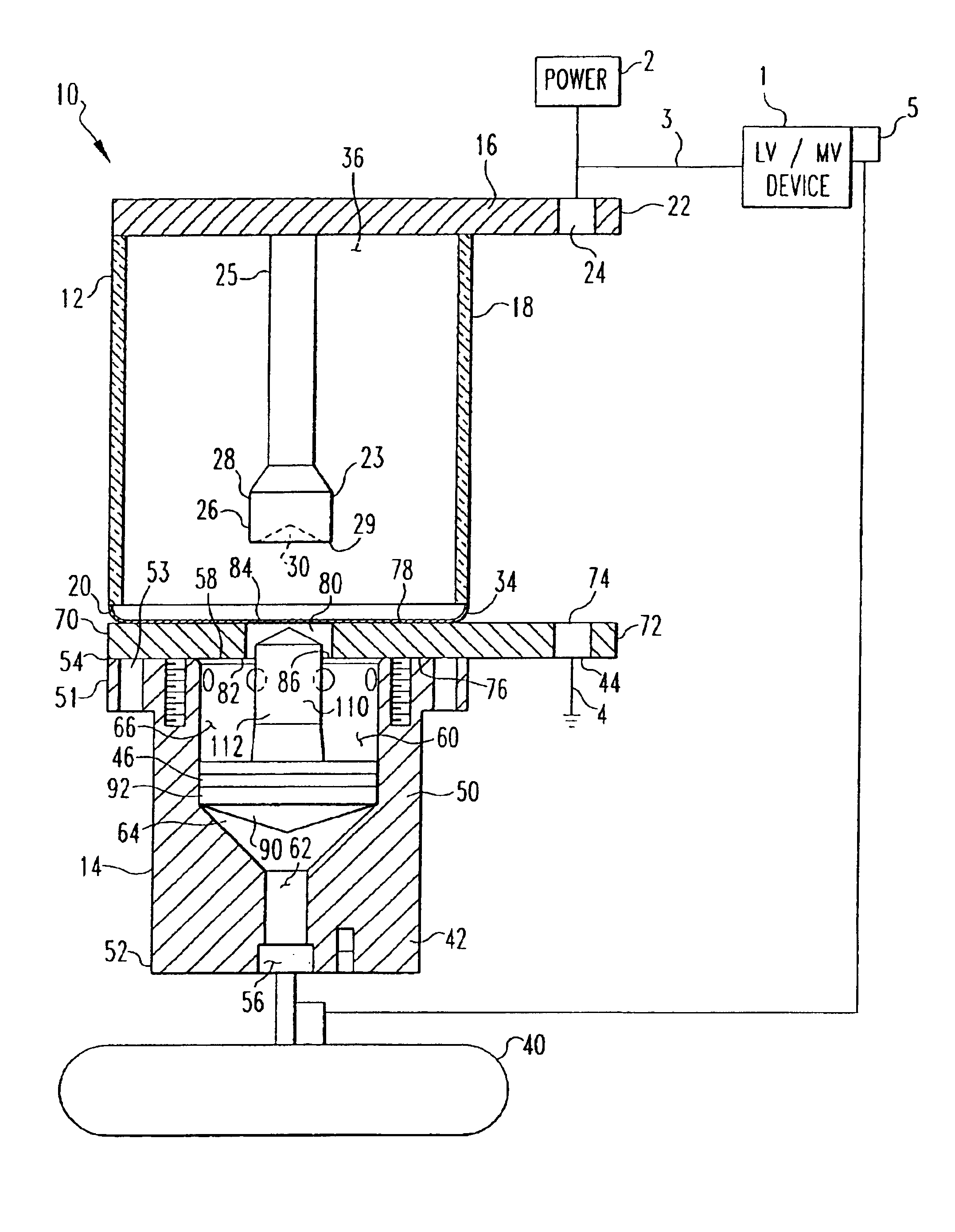 Vacuum arc eliminator having a bullet assembly actuated by a gas generating device
