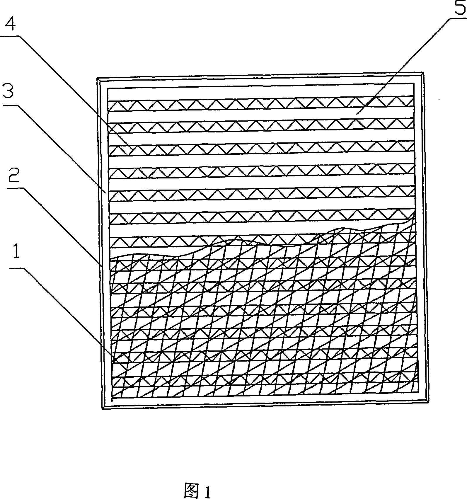 Baffle plate box type filter element in use for pulse self-cleaning type air filter