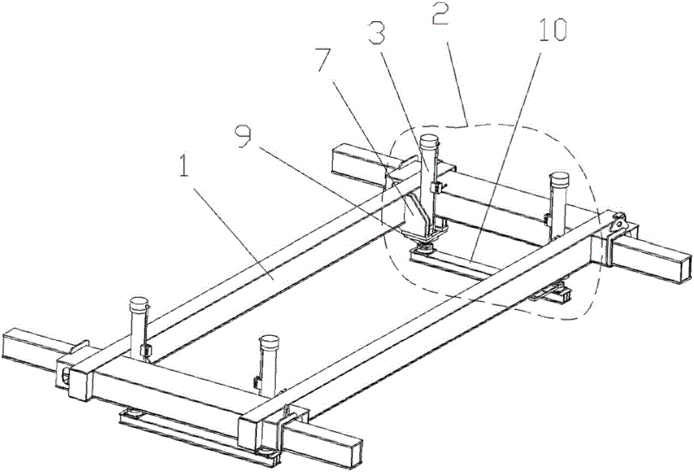 Vehicle frame lifting device for track construction vehicle