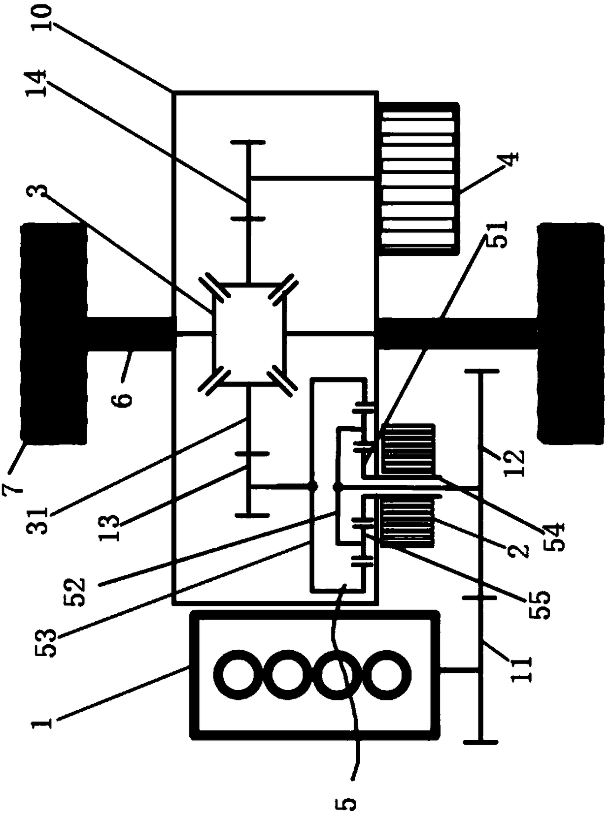 Hybrid power coupled axle based on single planetary line