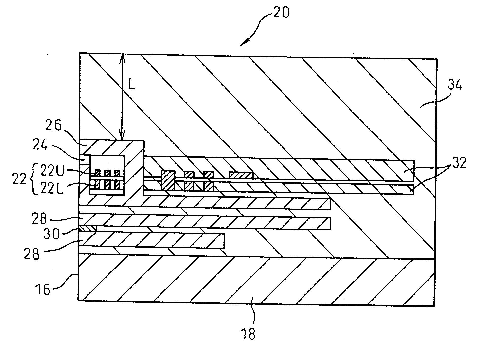 Magnetic head structure with enlarged insulating layer