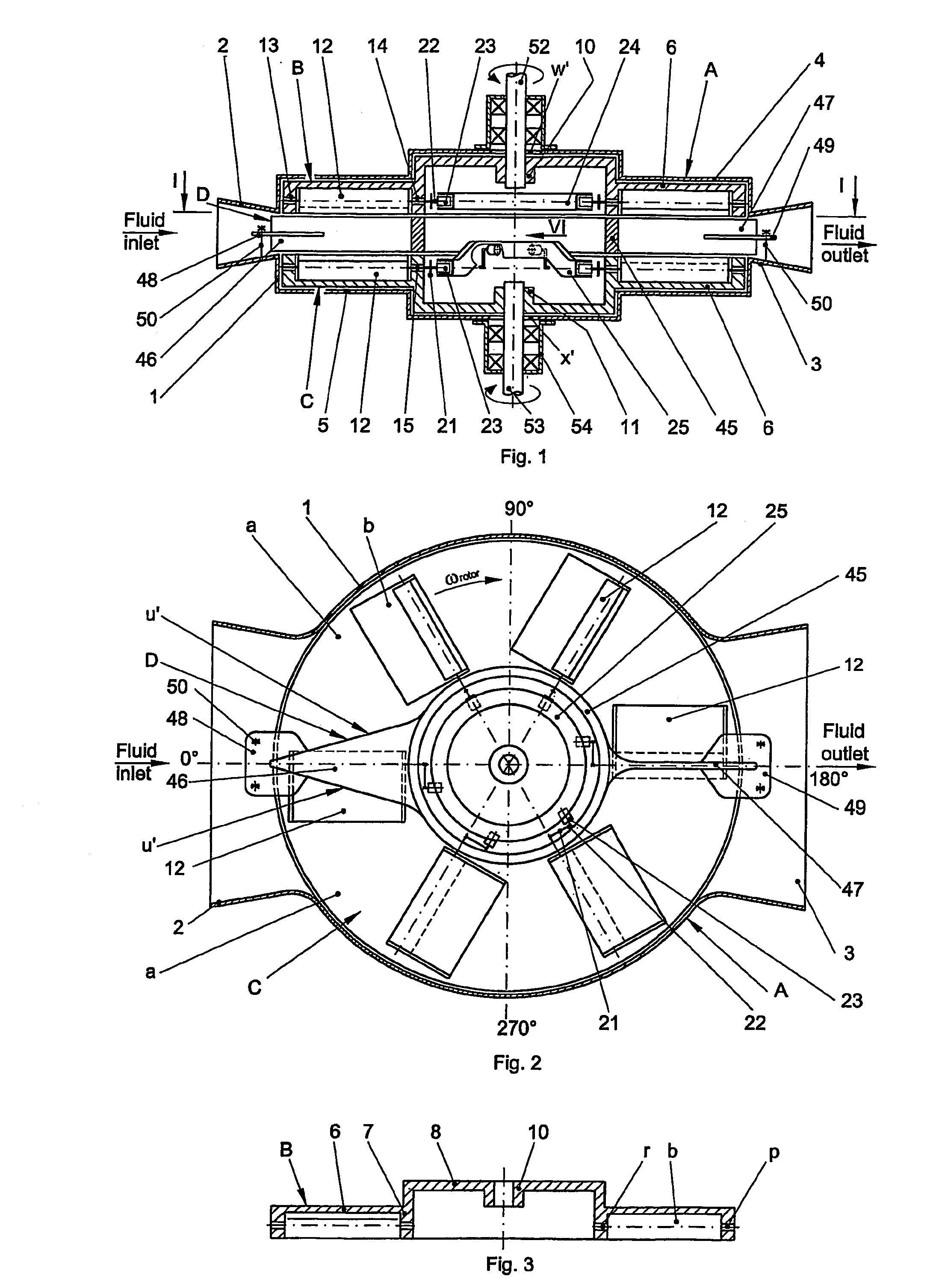 Hydraulic or pneumatic machine with tilting blades