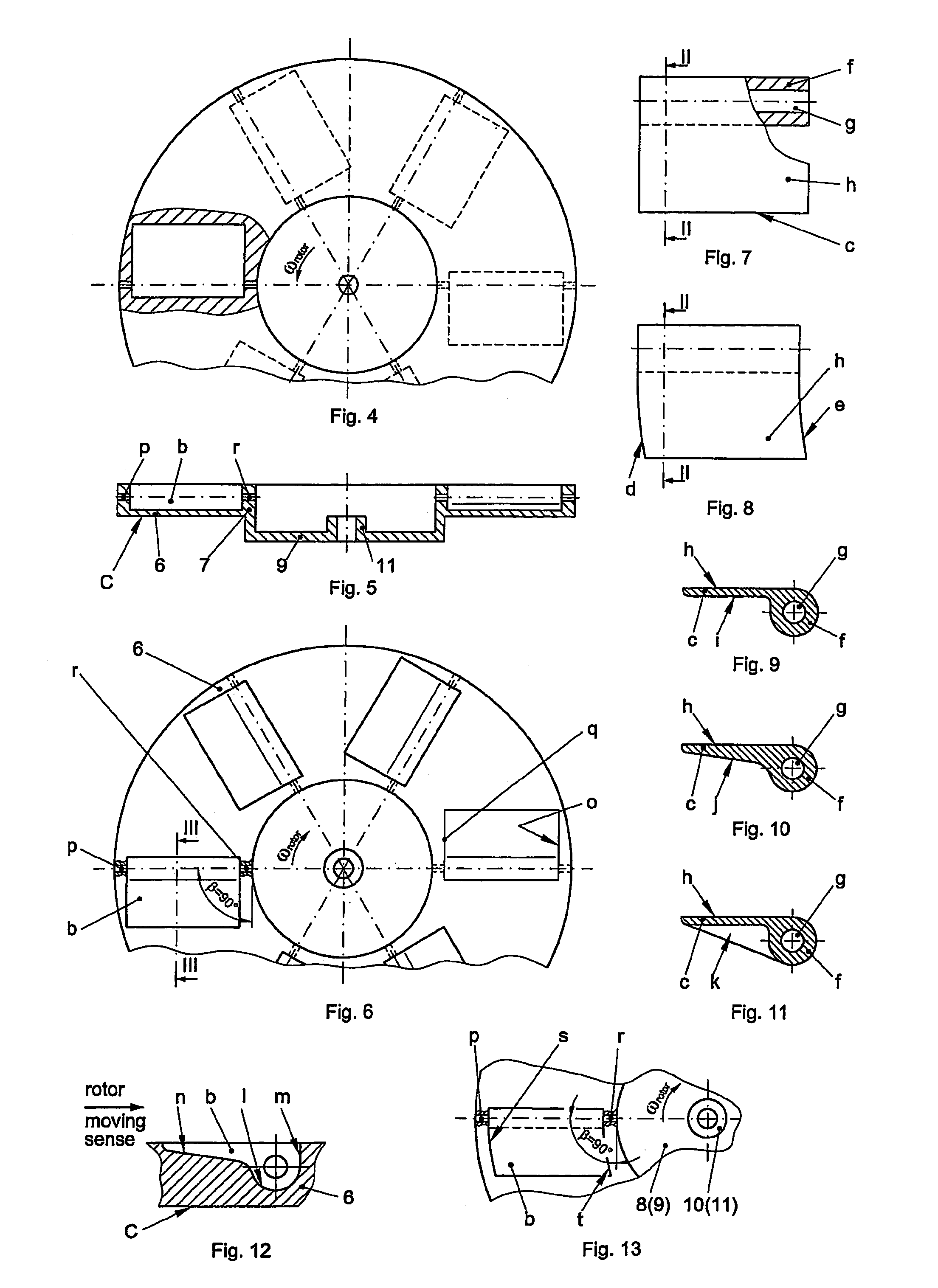 Hydraulic or pneumatic machine with tilting blades
