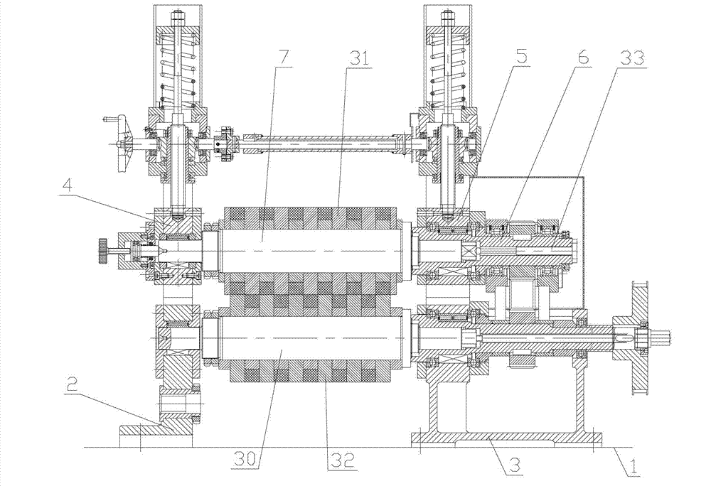 Upper cutter shaft regulation device of amorphous strip precision shearing machine