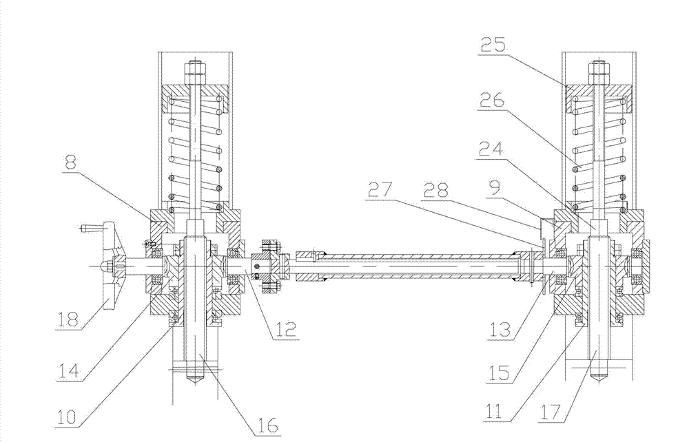 Upper cutter shaft regulation device of amorphous strip precision shearing machine