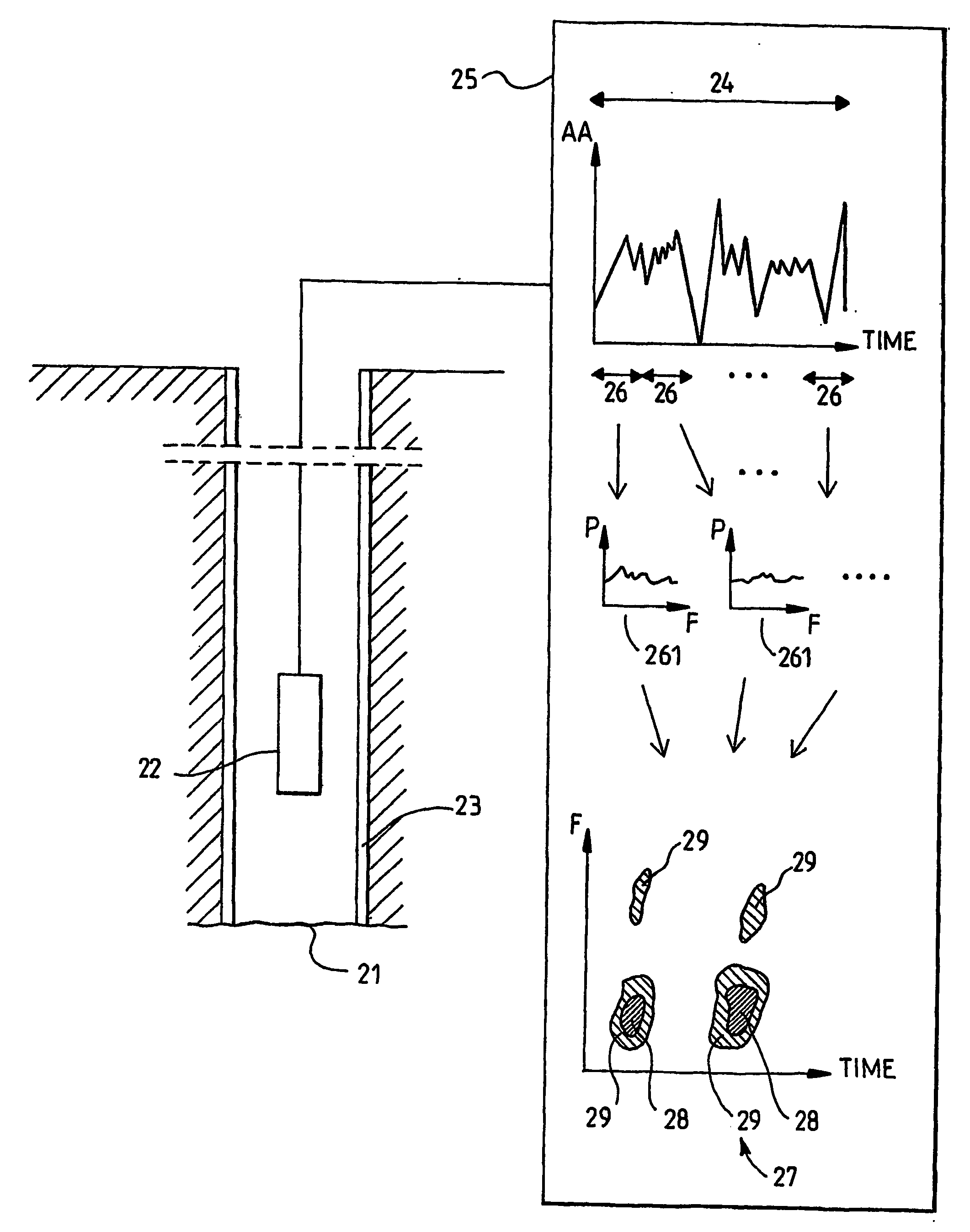 Method and apparatus for acoustic detection of a fluid leak behind a casing of a borehole