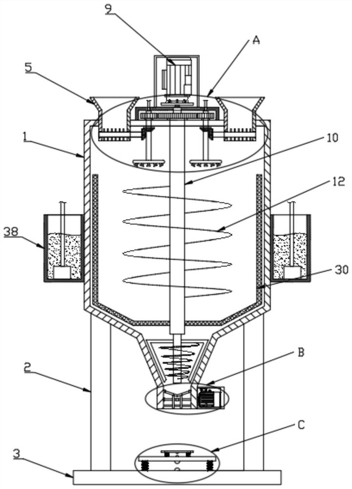 Mixing device facilitating discharging for concrete processing