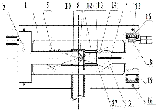 Continuous casting device and method for large-dimension aluminum alloy plate blank