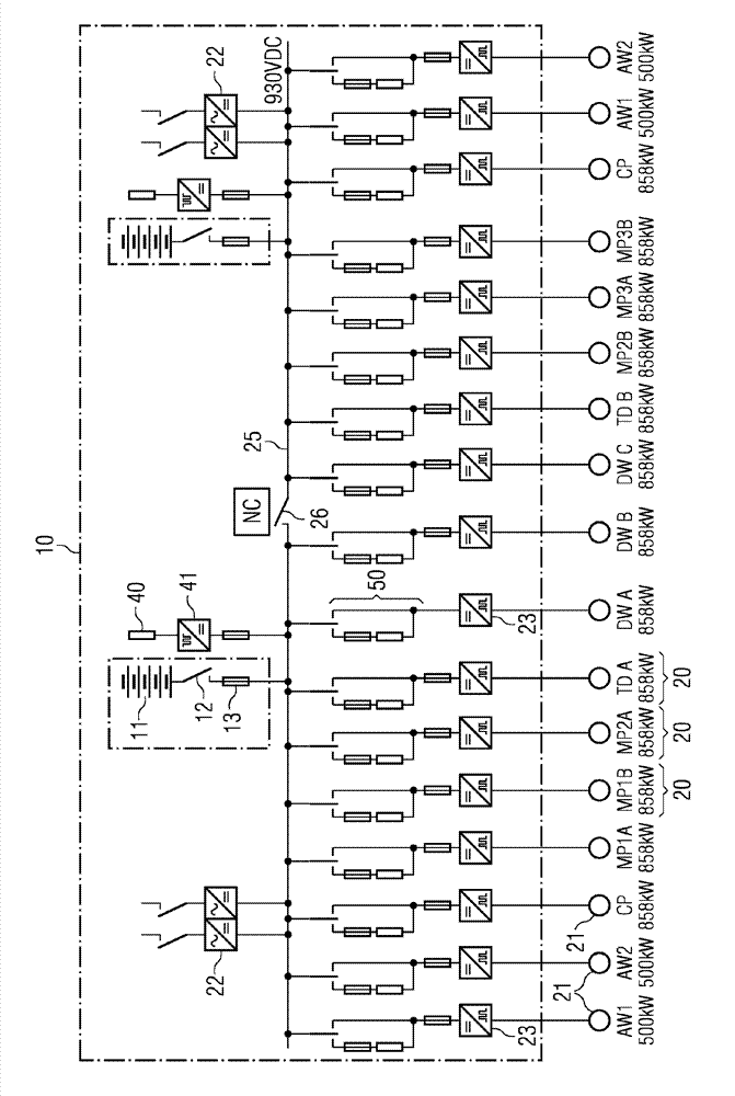 Power supply system for an electrical drive of a marine vessel