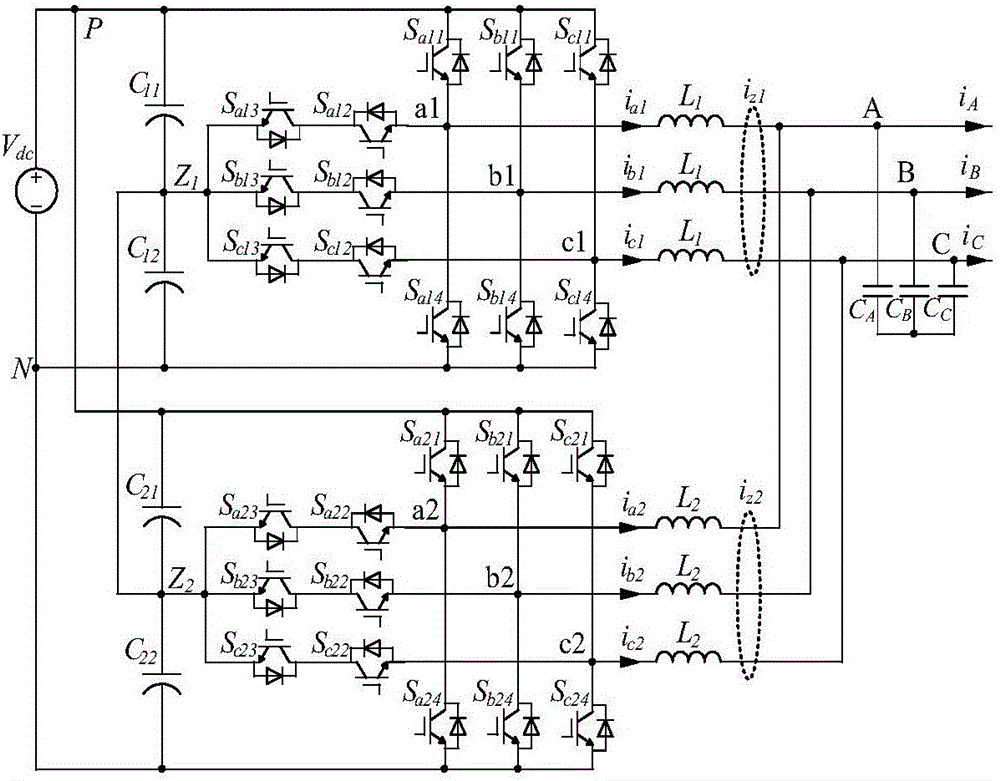 SHEPWM (selective harmonic elimination pulse width modulation) control circuit, double-T-type three-level SHEPWM inverter parallel system and method therefor