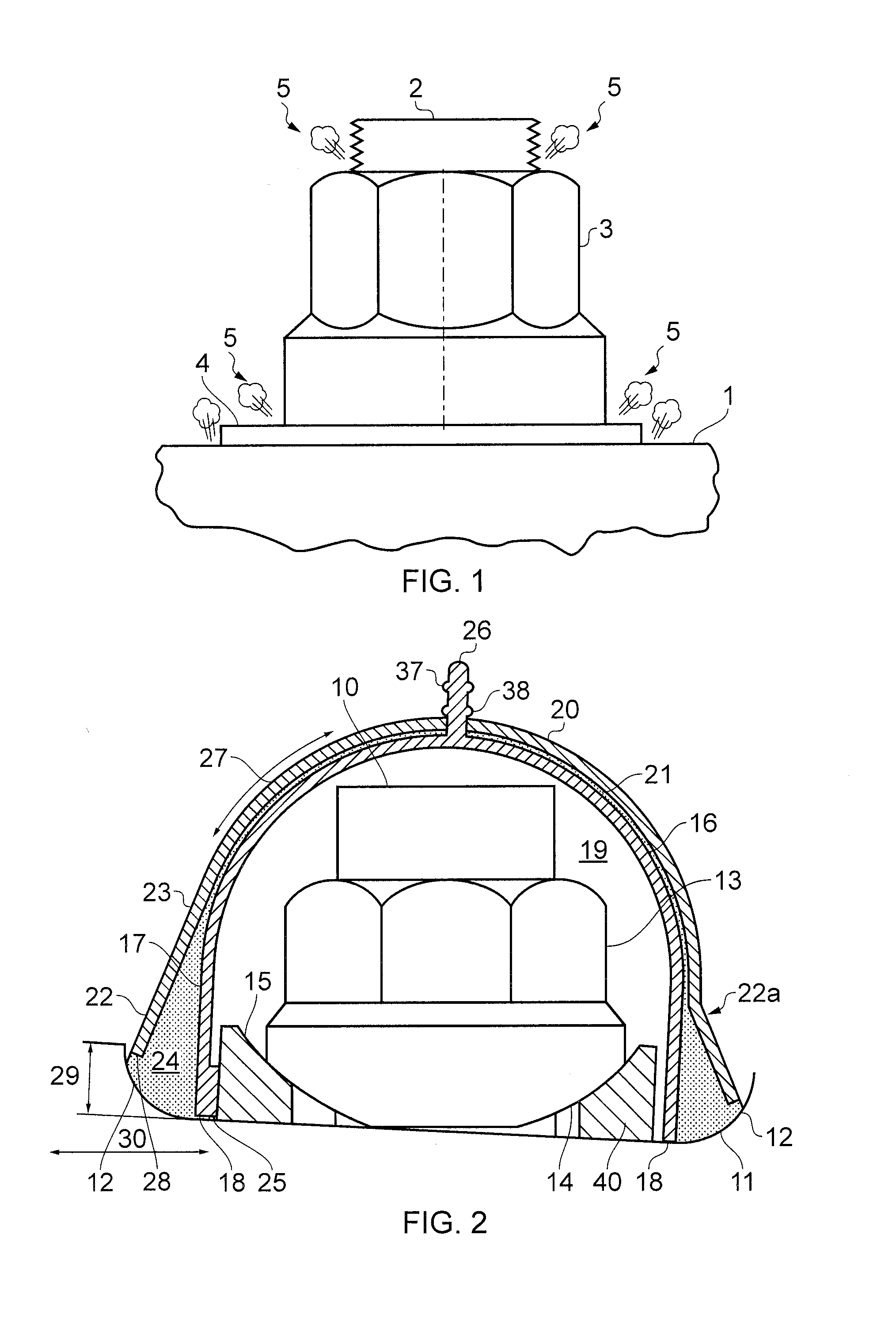Cap for forming sealed cavity around fastener