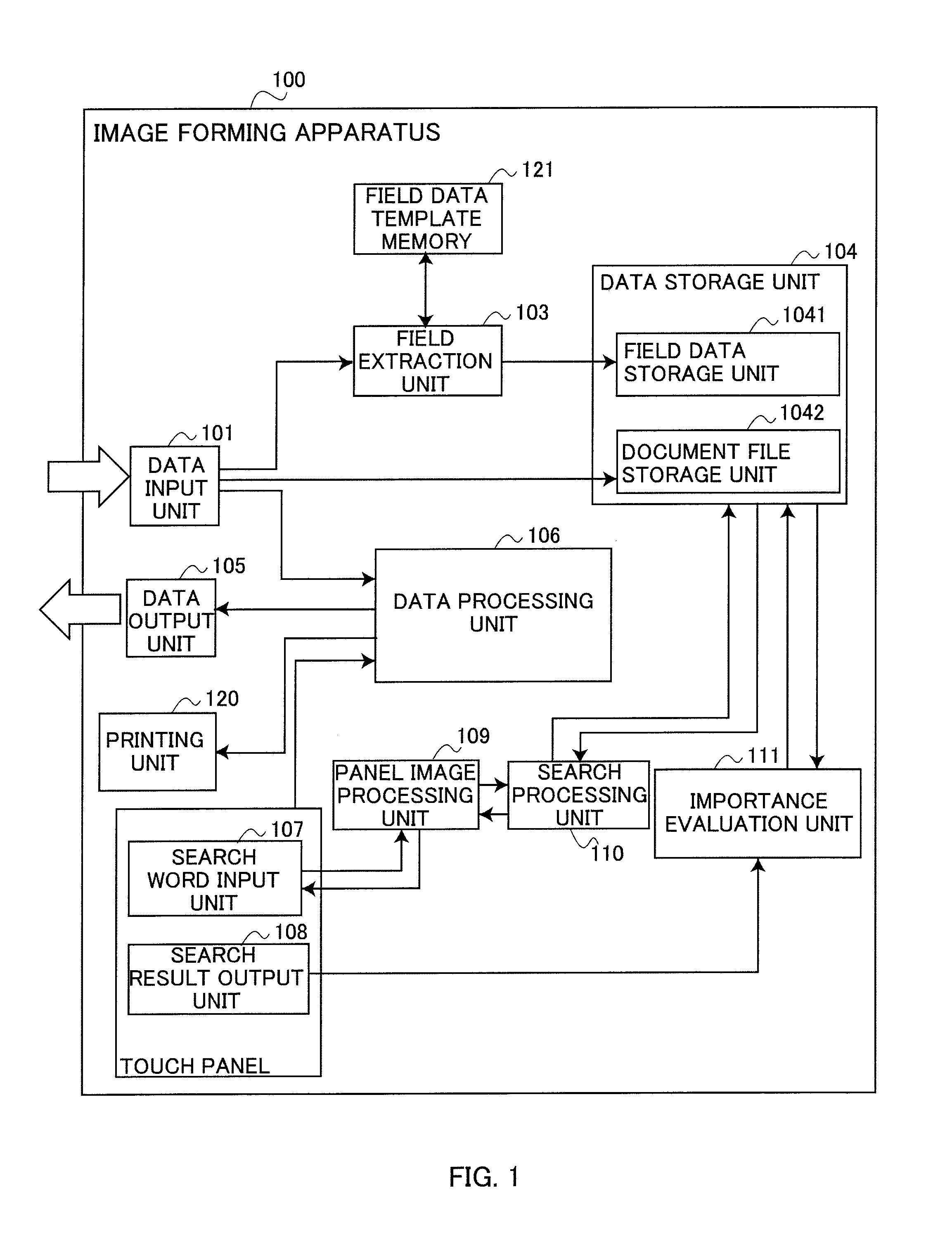 Document search device, imaging forming apparatus, and document search system