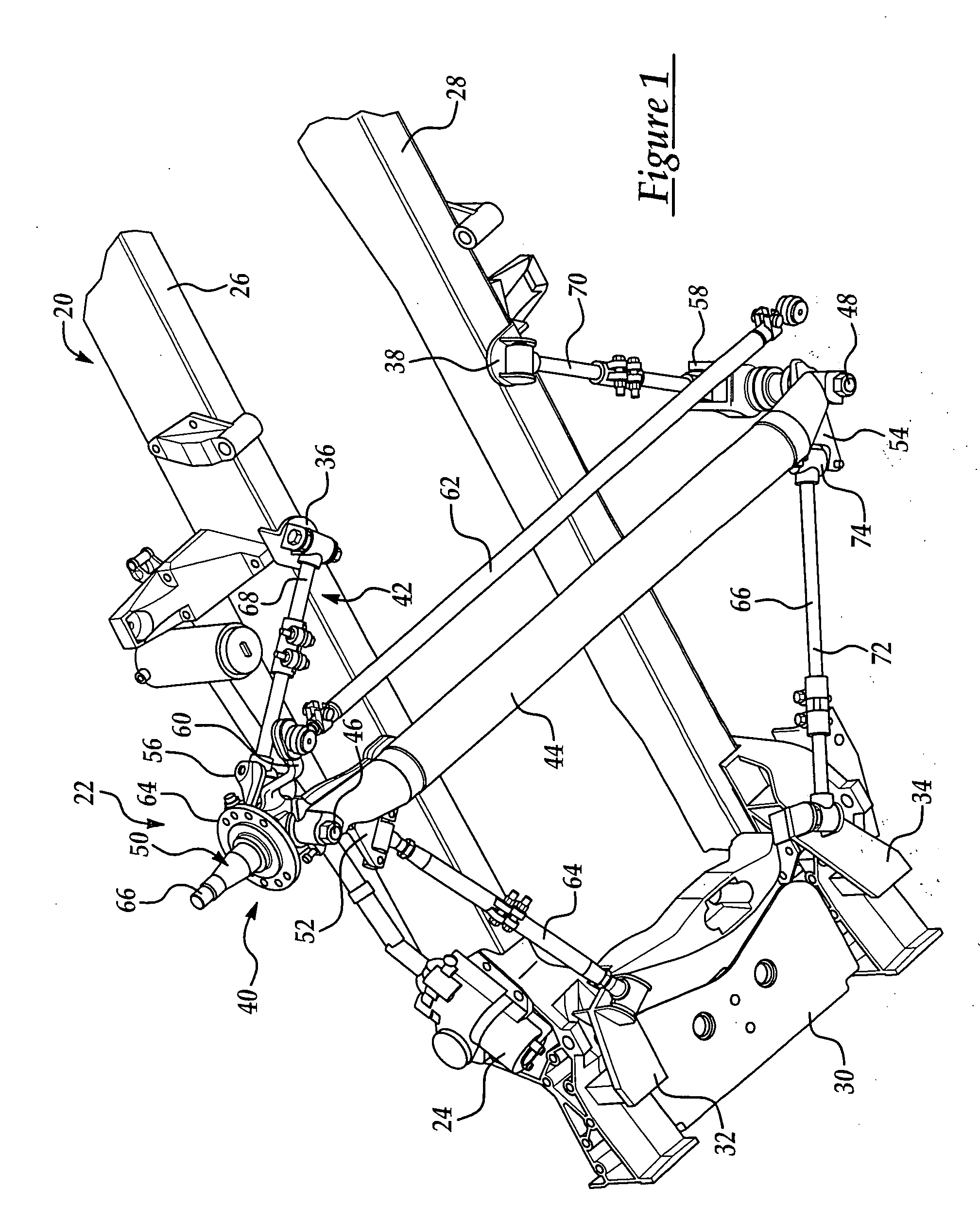 Beam axle suspension with diagonal link