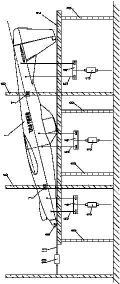 Airplane overturn testing device and airplane overturn testing method