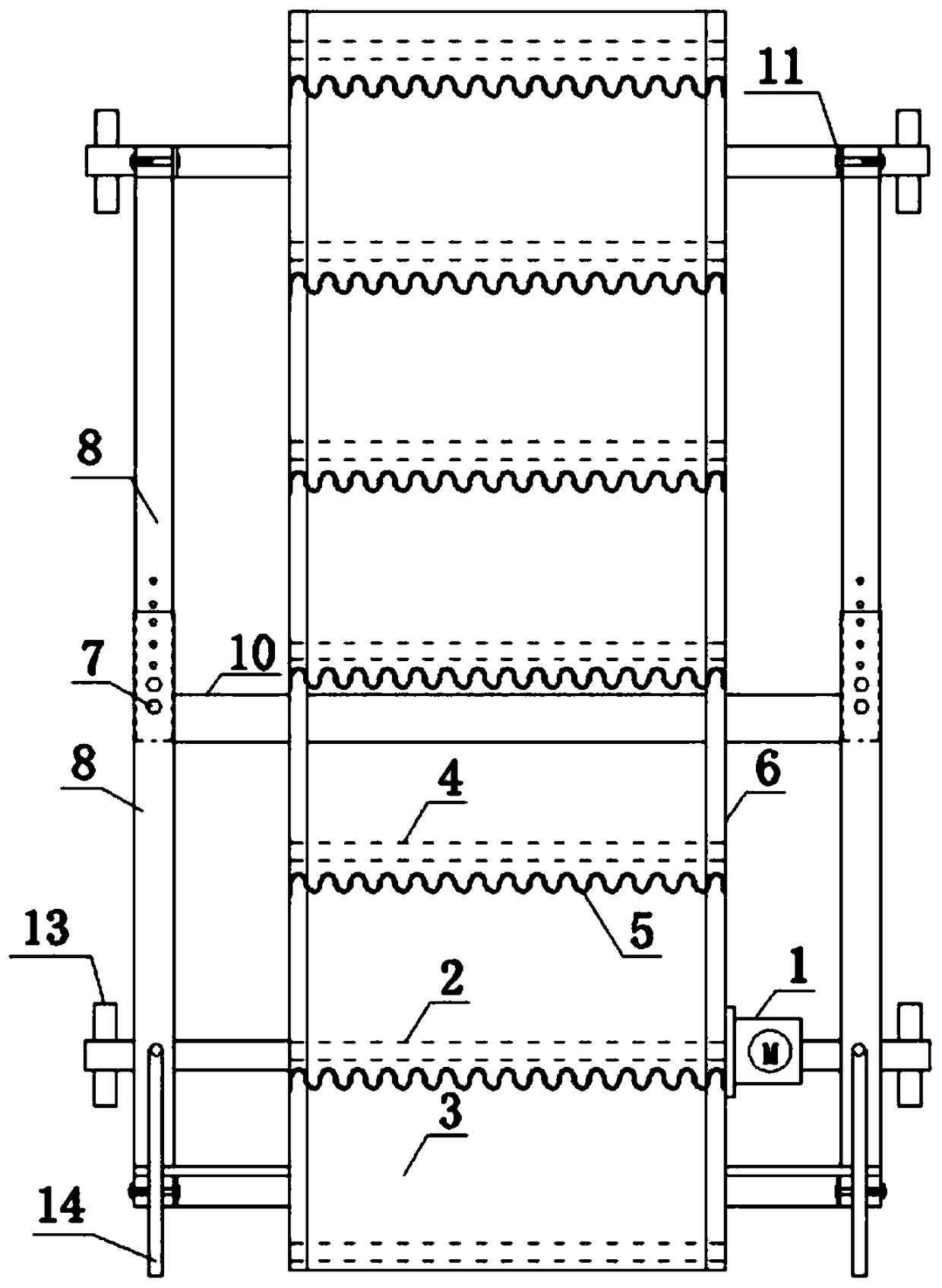 Inter-floor building block transportation device